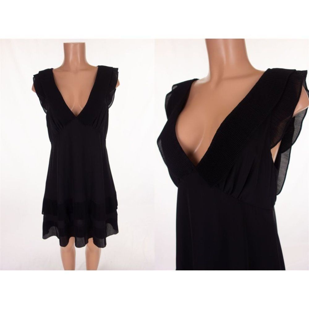 ZIMMERMANN New 3 US 10 Pleat Tier Mini Dress In Black Defect